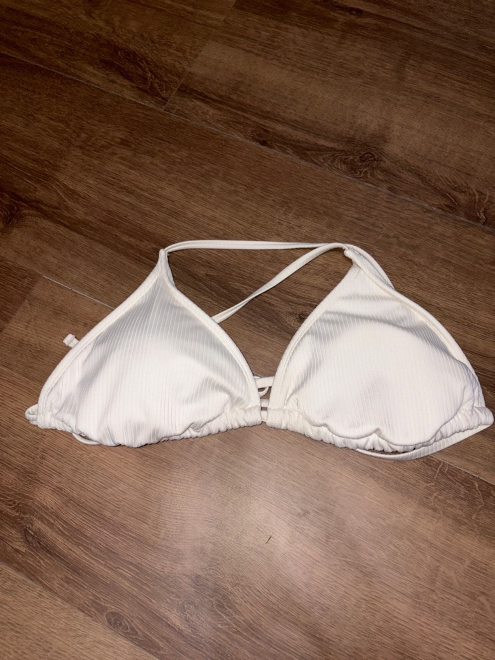 Women’s Ribbed Triangle bikini- White